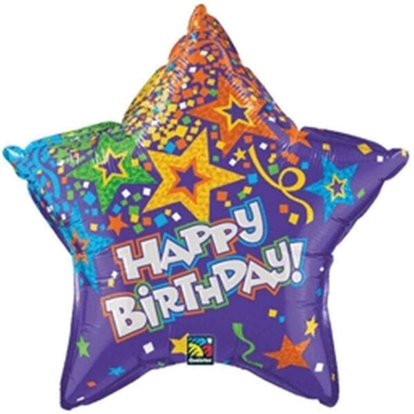 Mayflower Distributing 20 in. Birthday Star Flat Foil Balloon - Purple 15297